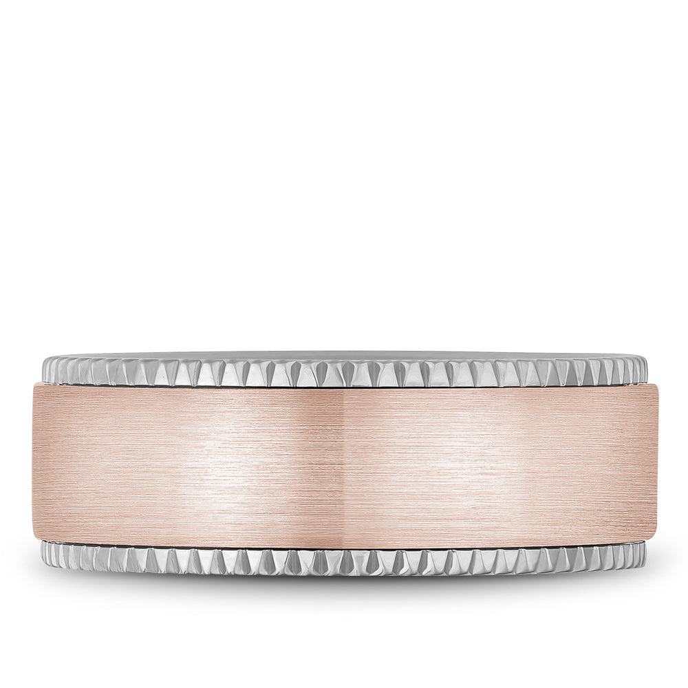 Bleu Royale Legacy Wedding Band 8.00mm Rose and White 14k Gold