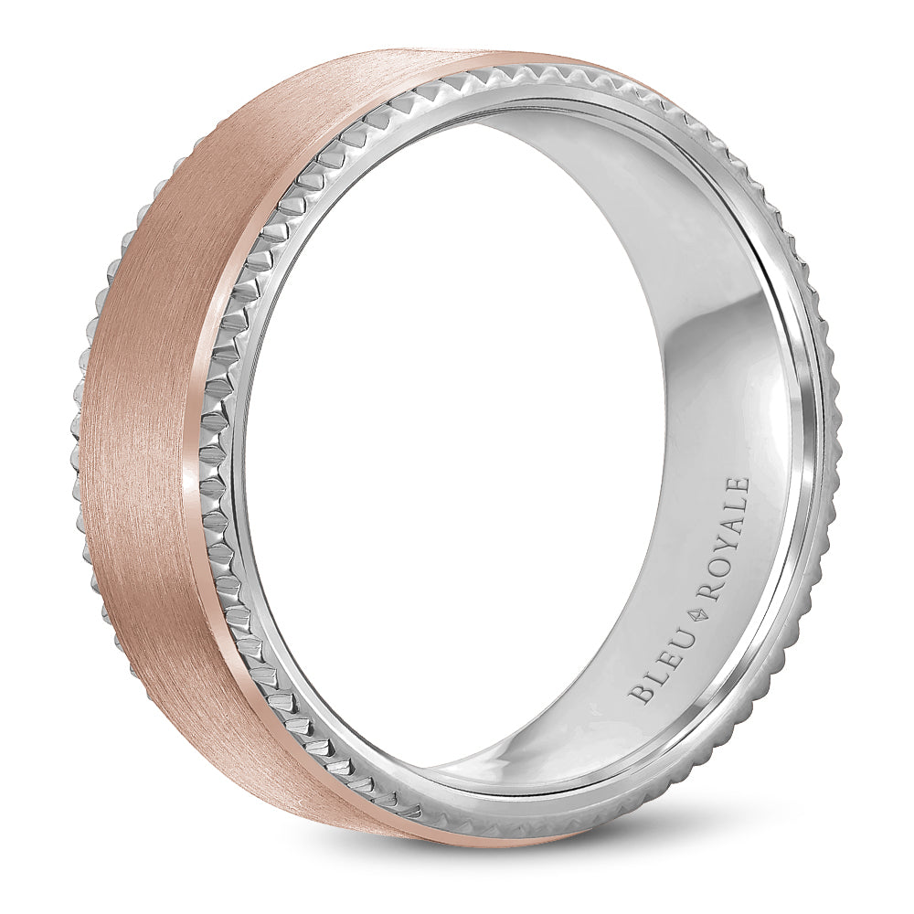 Bleu Royale Legacy Wedding Band 8.00mm Rose and White 14k Gold