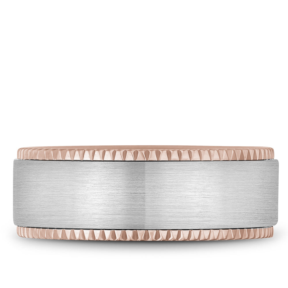 Bleu Royale Legacy Wedding Band 8.00mm White and Rose 14k Gold