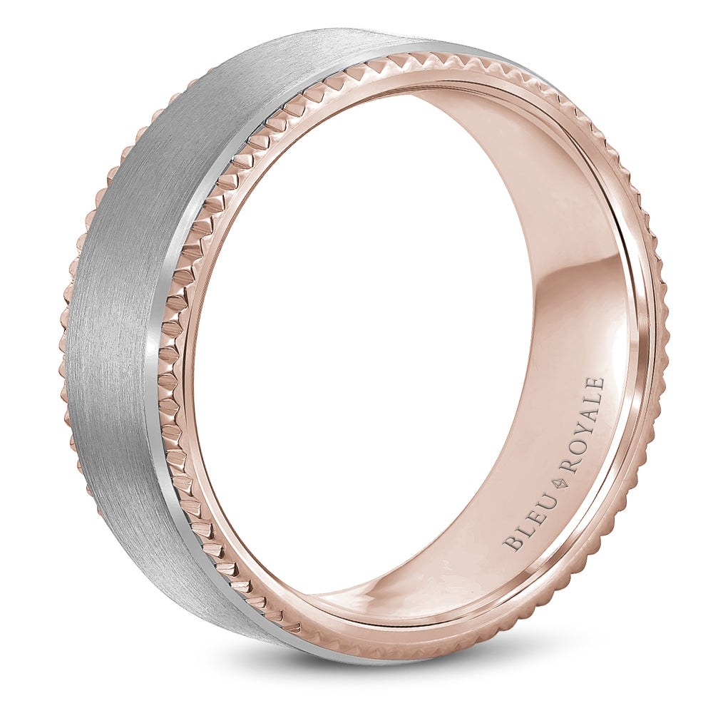 Bleu Royale Legacy Wedding Band 8.00mm White and Rose 14k Gold