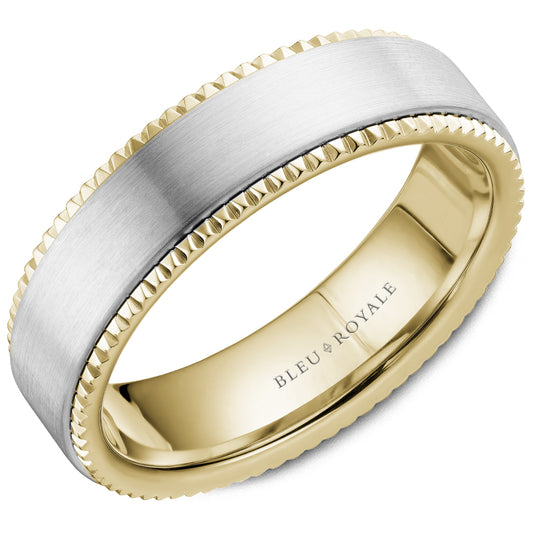 Bleu Royale Legacy Wedding Band 6.00mm White and Yellow 18k Gold