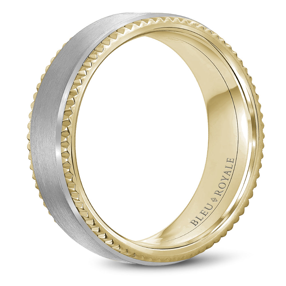 Bleu Royale Legacy Wedding Band 6.00mm White and Yellow 18k Gold