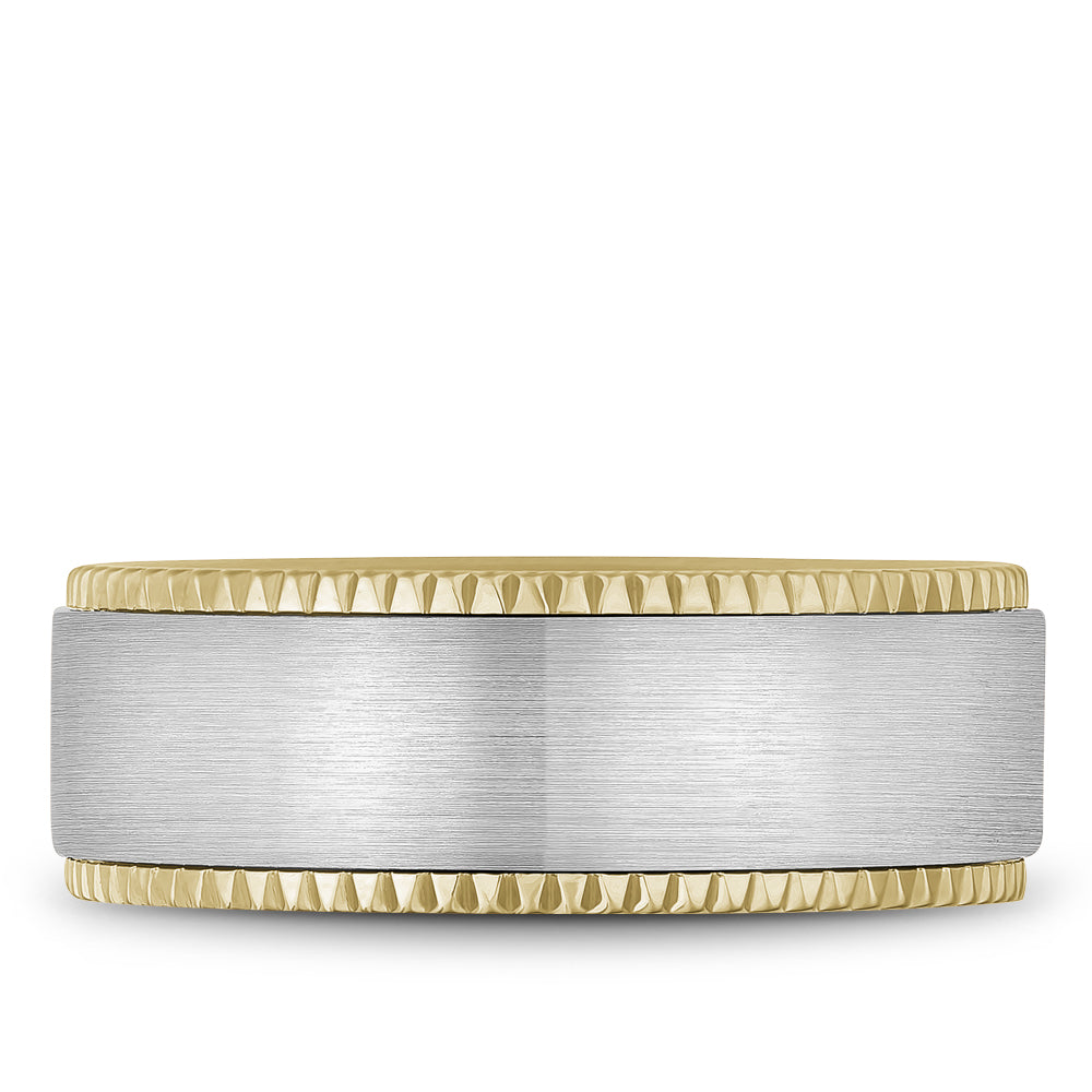 Bleu Royale Legacy Wedding Band 8.00mm White and Yellow 14k Gold