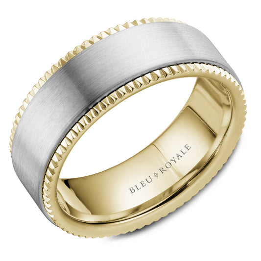 Bleu Royale Legacy Wedding Band 8.00mm White and Yellow 18k Gold