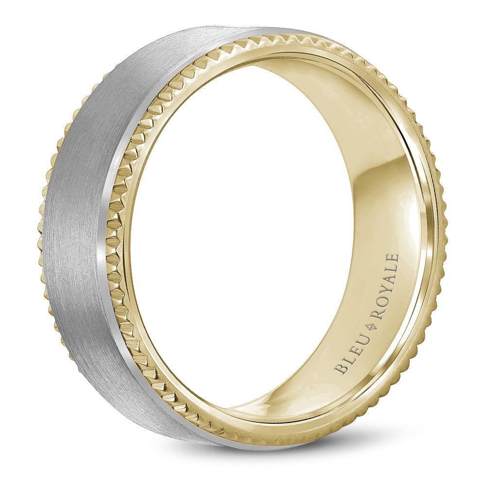 Bleu Royale Legacy Wedding Band 8.00mm White and Yellow 18k Gold