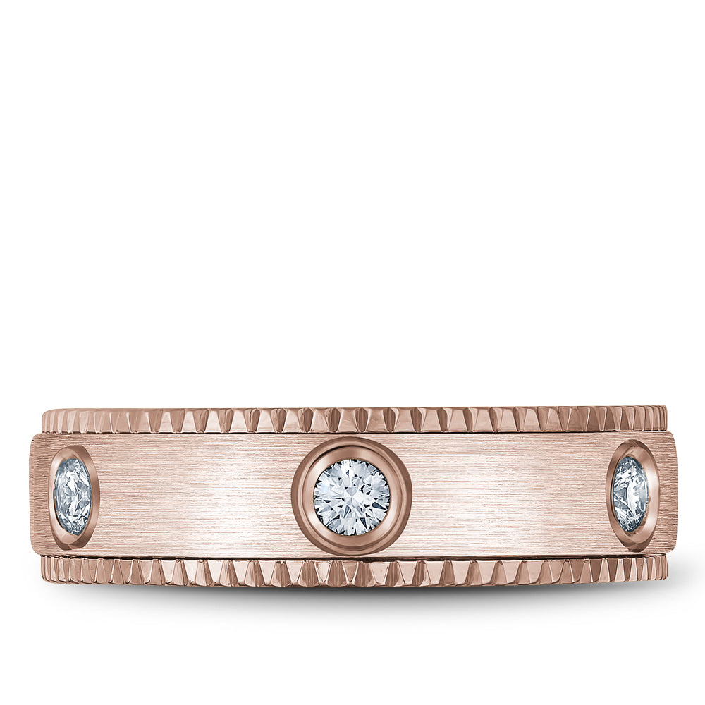 Bleu Royale Wedding Band 6.50mm Rose 14k Gold With 6 RD TCW 0.48ct