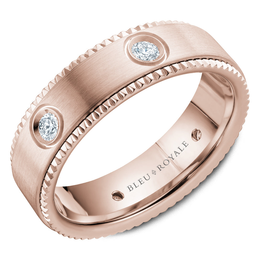 Bleu Royale Wedding Band 6.50mm Rose 14k Gold With 6 RD TCW 0.48ct