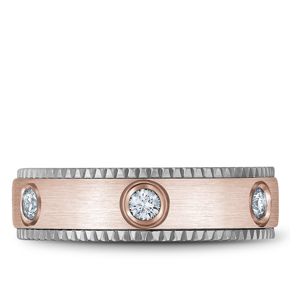 Bleu Royale Wedding Band 6.50mm Rose and White 14k Gold With 6 RD TCW 0.48ct