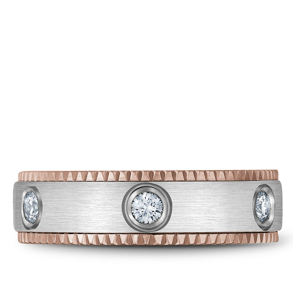 Bleu Royale Wedding Band 6.50mm White and Rose 14k Gold With 6 RD TCW 0.48ct