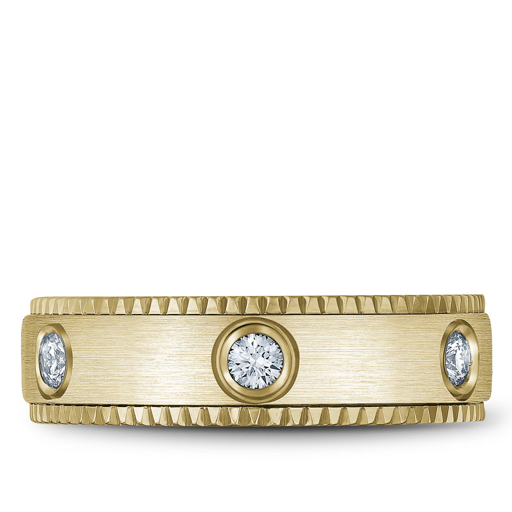Bleu Royale Wedding Band 6.50mm Yellow 14k Gold With 6 RD TCW 0.48ct