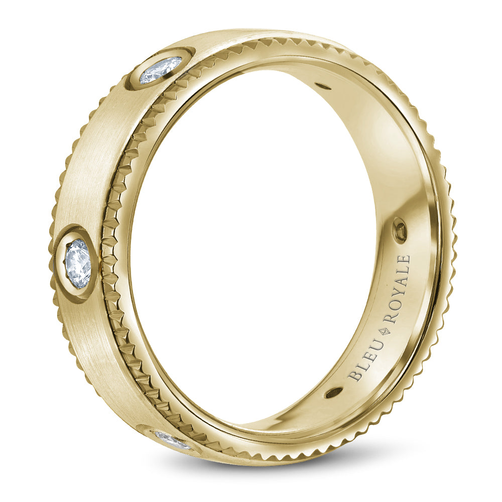 Bleu Royale Wedding Band 6.50mm Yellow 14k Gold With 6 RD TCW 0.48ct