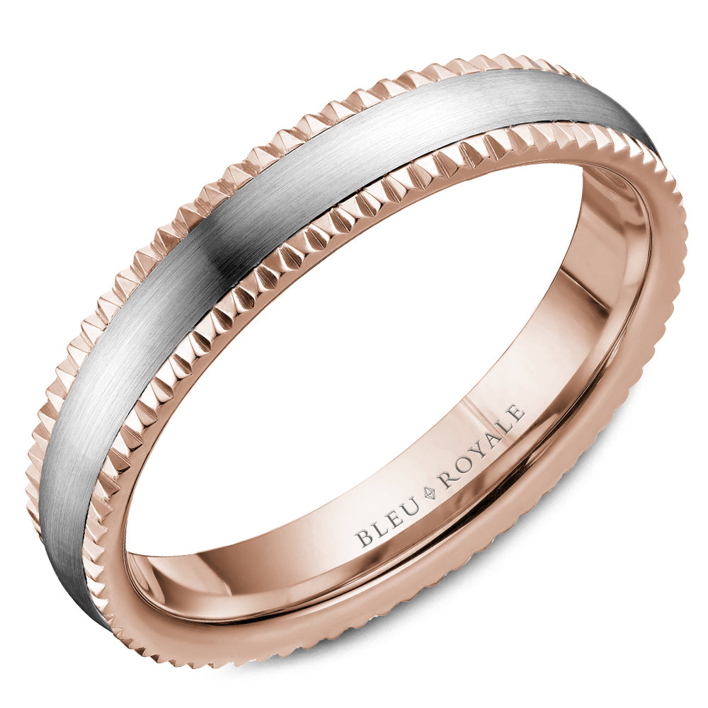 Bleu Royale Legacy Wedding Band 4.50mm White and Rose 18k Gold