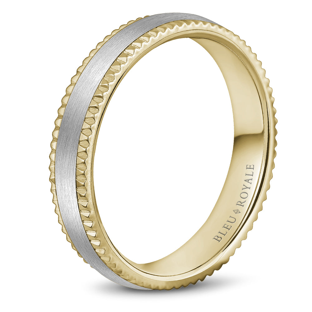 Bleu Royale Legacy Wedding Band 4.50mm White and Yellow 18k Gold