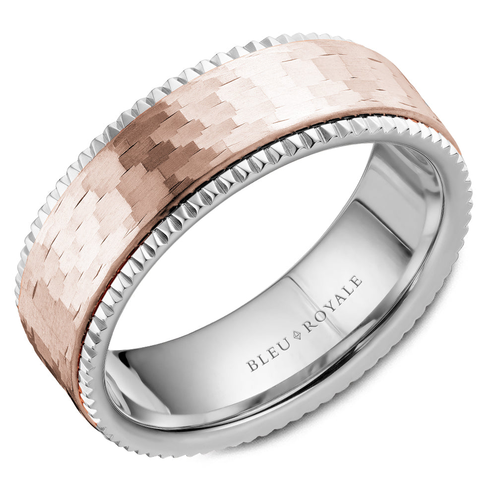 Bleu Royale Legacy Wedding Band 7.50mm Rose and White 18k Gold