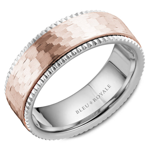 Bleu Royale Legacy Wedding Band 7.50mm Rose and White 18k Gold