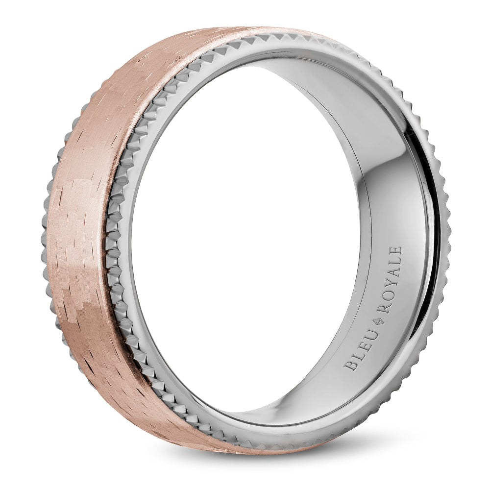 Bleu Royale Legacy Wedding Band 7.50mm Rose and White 18k Gold