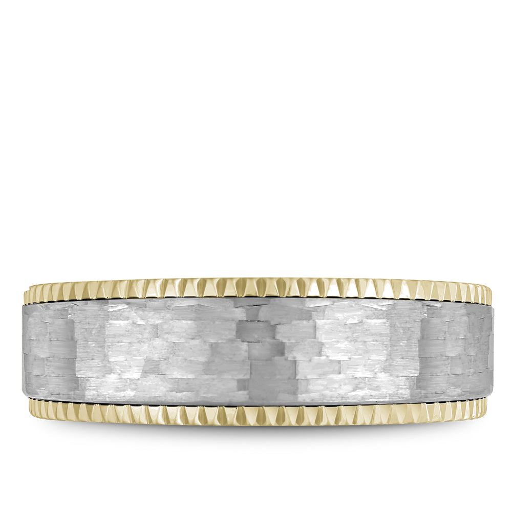 Bleu Royale Legacy Wedding Band 7.50mm White and Yellow 18k Gold