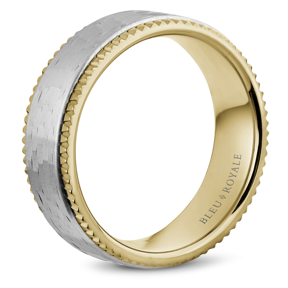 Bleu Royale Legacy Wedding Band 7.50mm White and Yellow 14k Gold