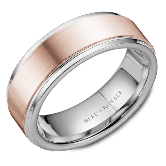 Bleu Royale Legacy Wedding Band 7.50mm Rose and White 14k Gold