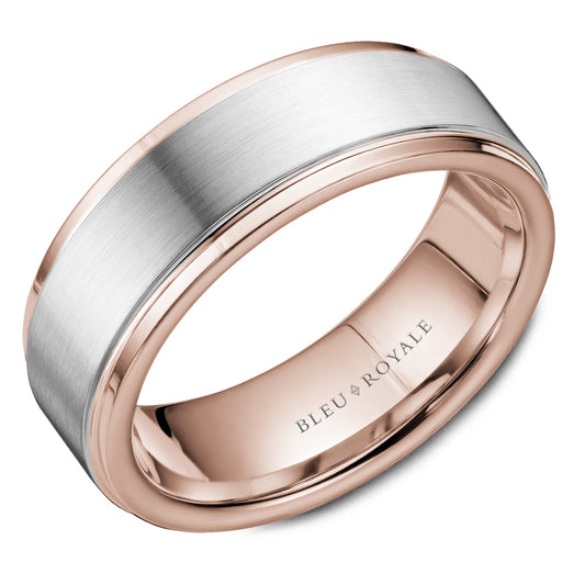 Bleu Royale Legacy Wedding Band 7.50mm White and Rose 18k Gold
