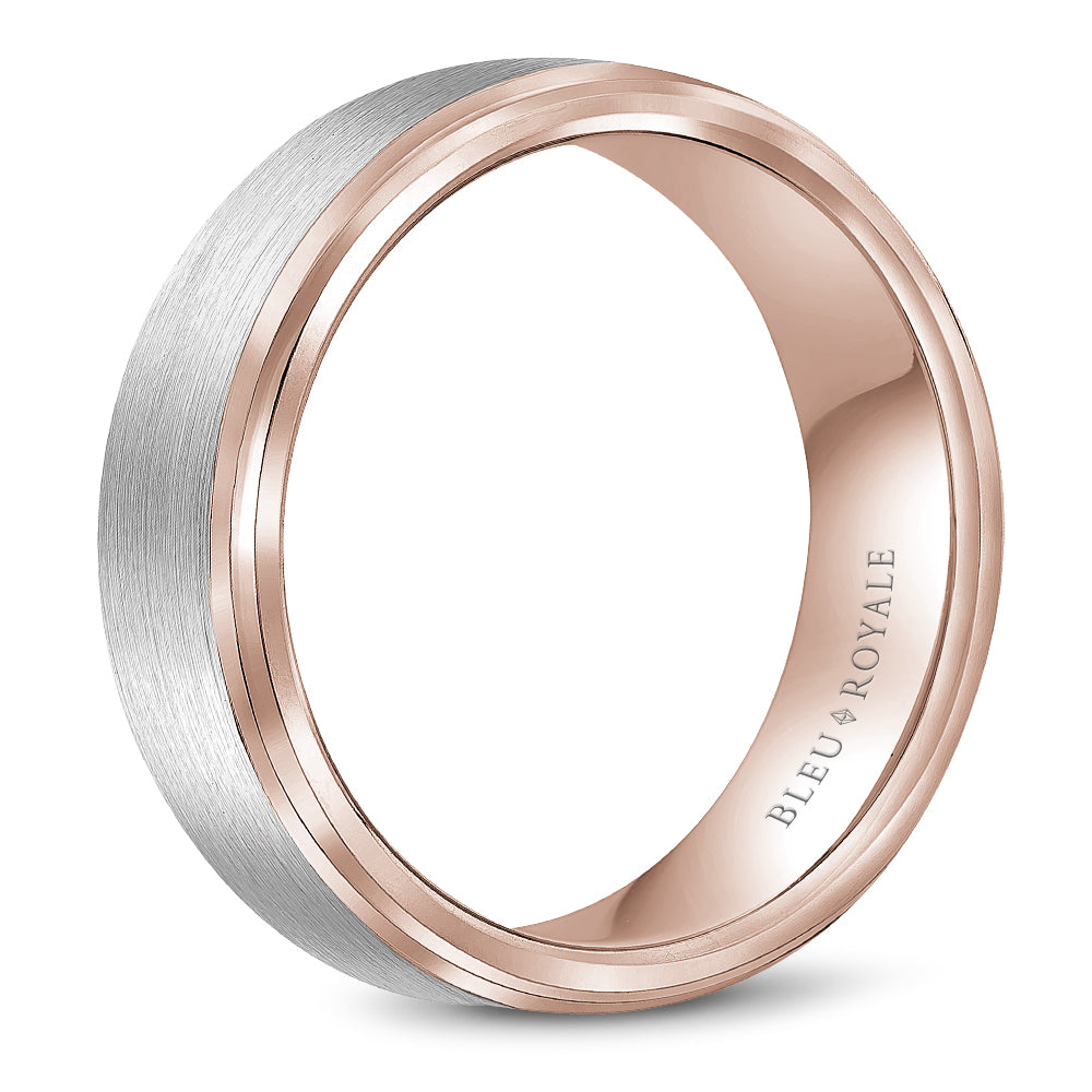 Bleu Royale Legacy Wedding Band 7.50mm White and Rose 18k Gold