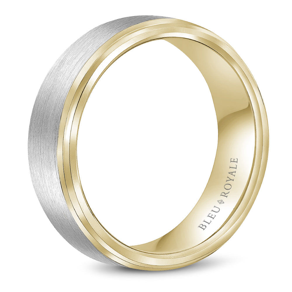 Bleu Royale Legacy Wedding Band 7.50mm White and Yellow 14k Gold