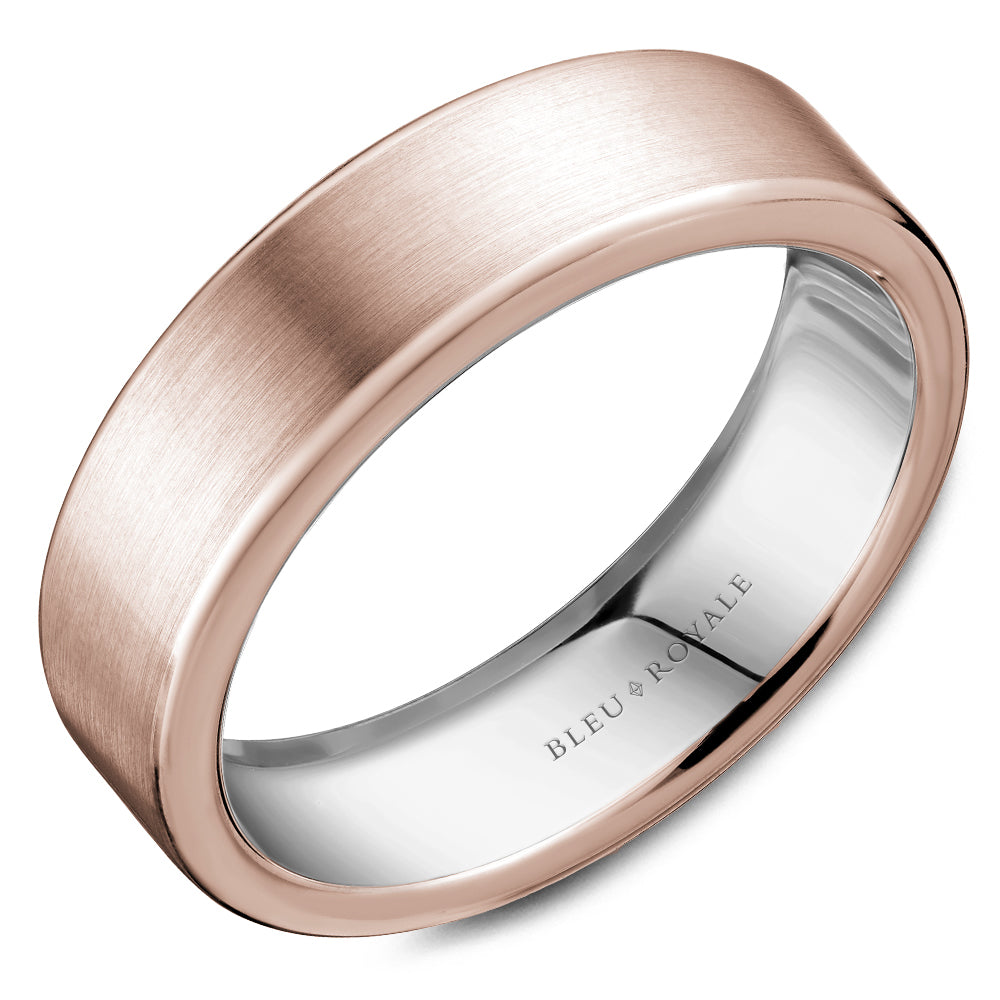 Bleu Royale Legacy Wedding Band 6.50mm Rose and White 18k Gold