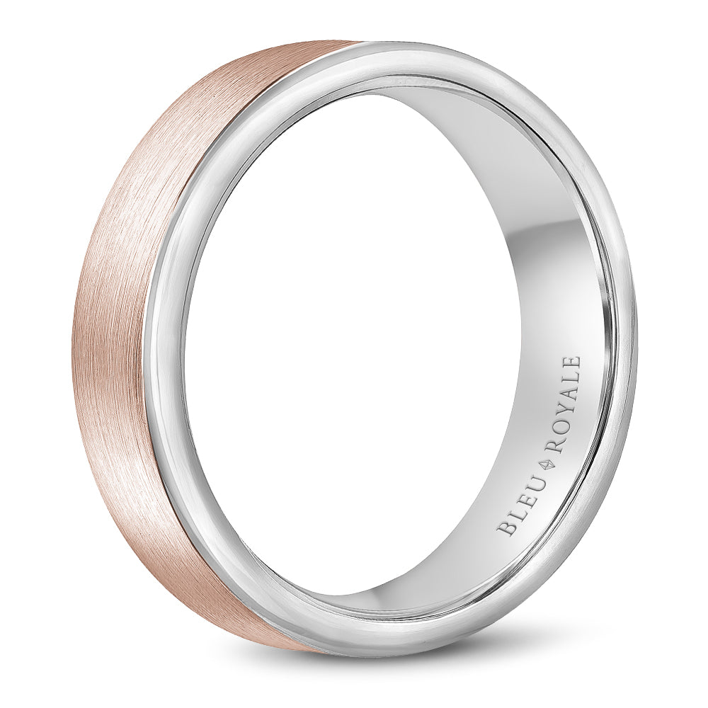 Bleu Royale Legacy Wedding Band 6.50mm Rose and White 14k Gold