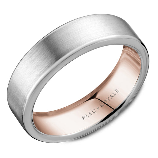Bleu Royale Legacy Wedding Band 6.50mm White and Rose 18k Gold