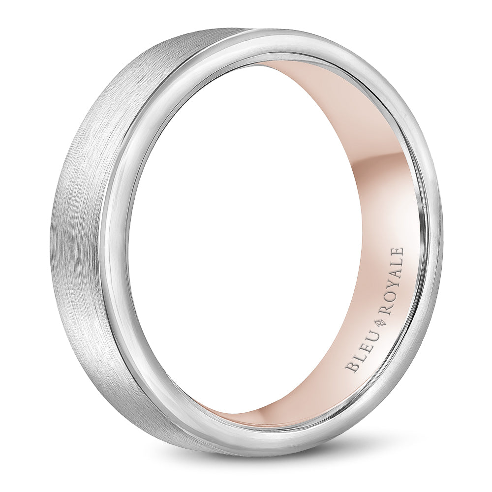 Bleu Royale Legacy Wedding Band 6.50mm White and Rose 14k Gold