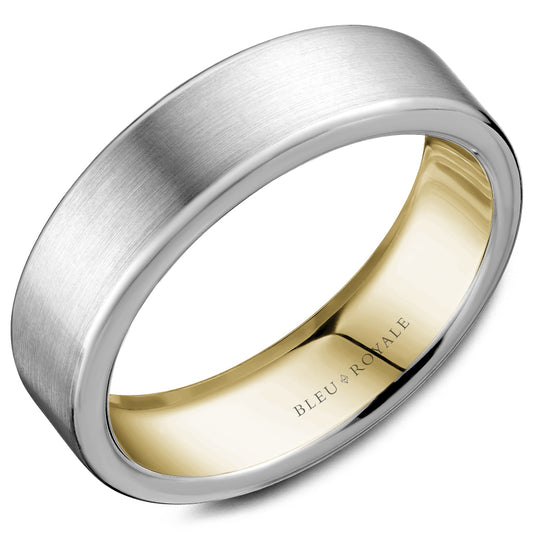 Bleu Royale Legacy Wedding Band 6.50mm White and Yellow 14k Gold