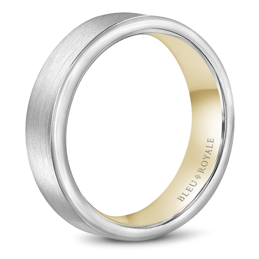 Bleu Royale Legacy Wedding Band 6.50mm White and Yellow 14k Gold