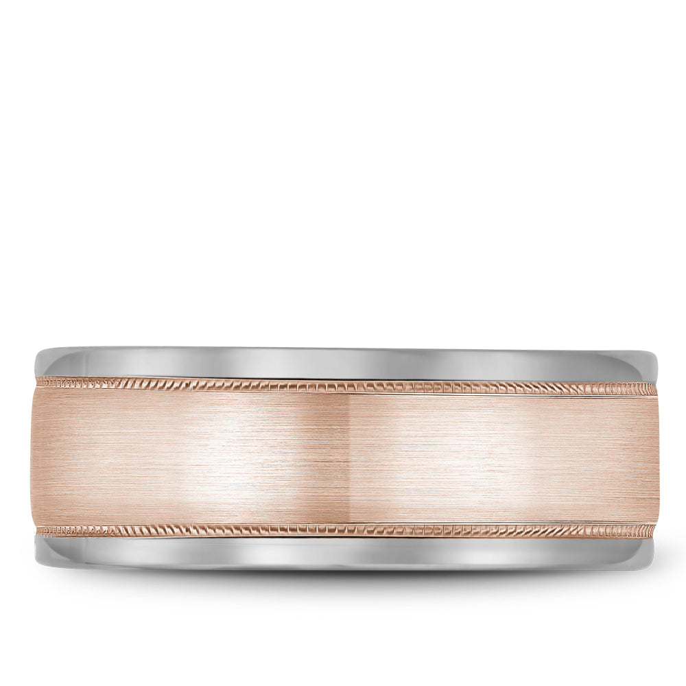 Bleu Royale Legacy Wedding Band 8.50mm Rose and White 18k Gold