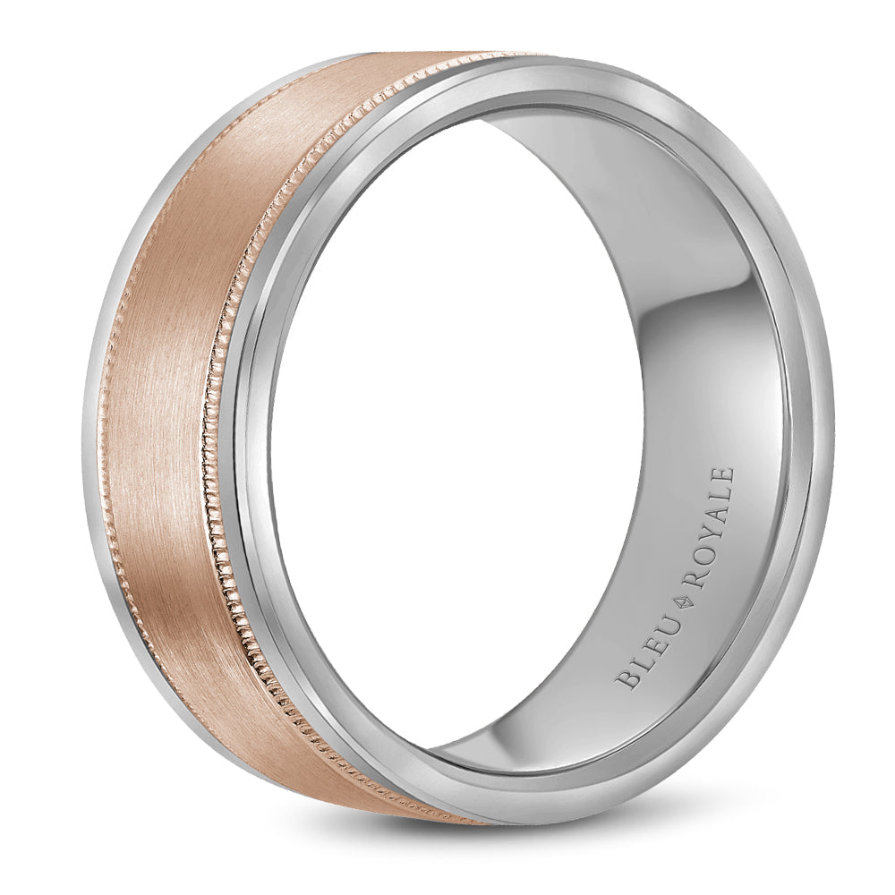 Bleu Royale Legacy Wedding Band 8.50mm Rose and White 14k Gold