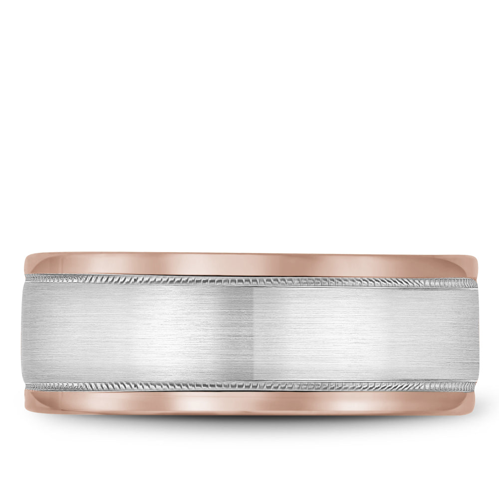Bleu Royale Legacy Wedding Band 8.50mm White and Rose 14k Gold