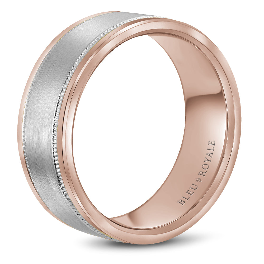 Bleu Royale Legacy Wedding Band 8.50mm White and Rose 14k Gold