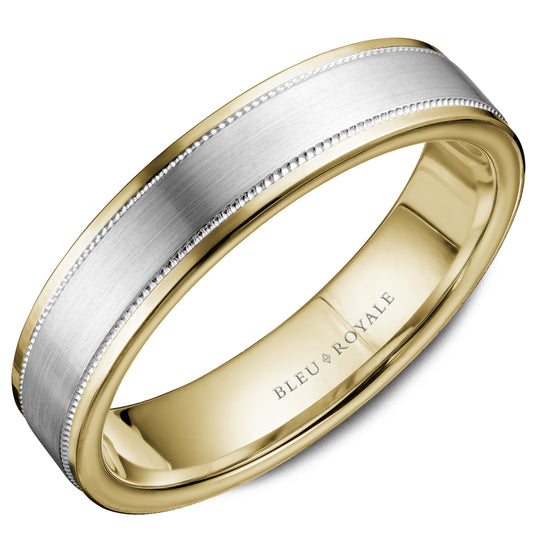 Bleu Royale Legacy Wedding Band 6.00mm White and Yellow 14k Gold
