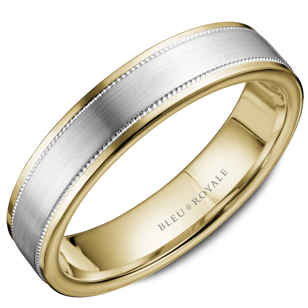 Bleu Royale Legacy Wedding Band 6.00mm White and Yellow 18k Gold