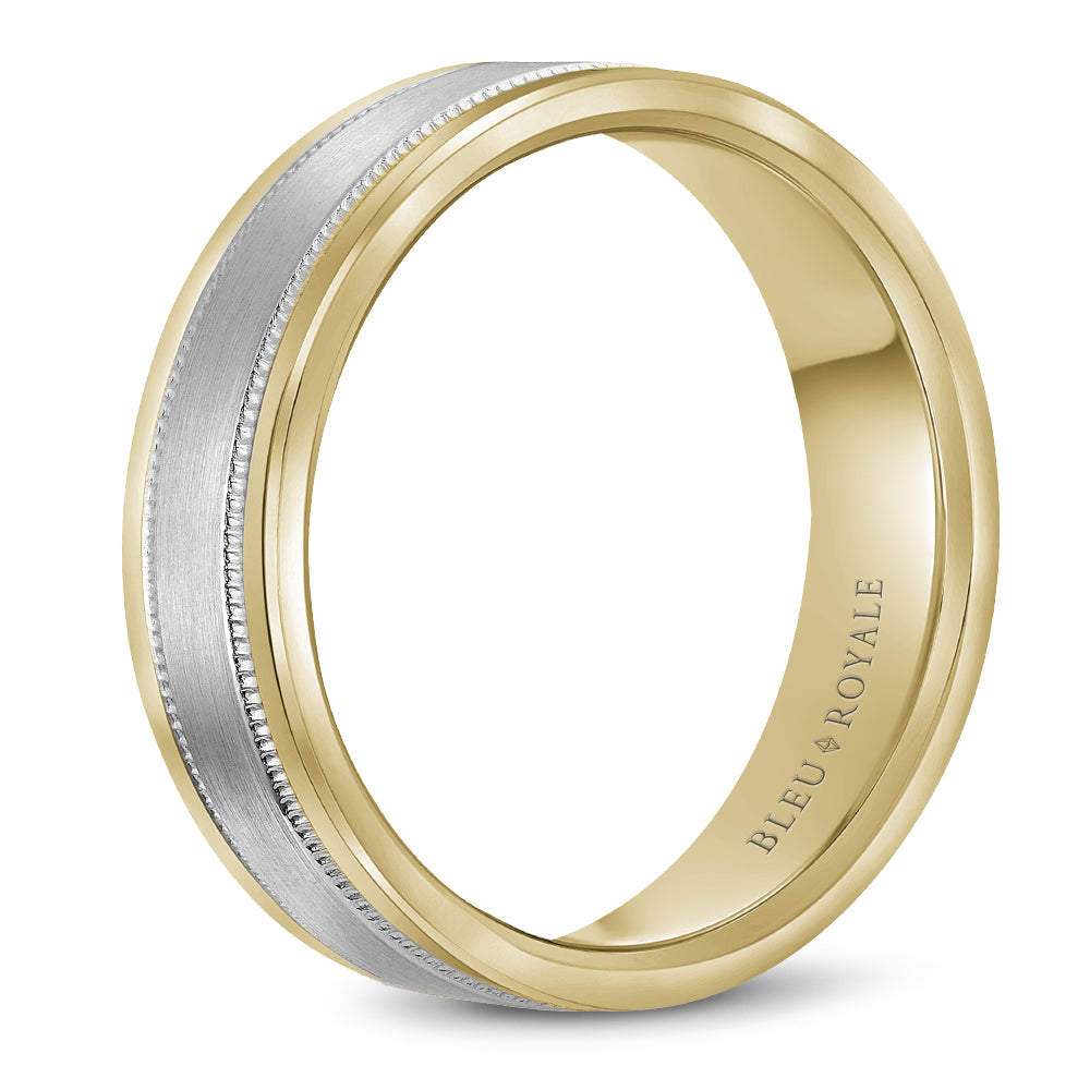 Bleu Royale Legacy Wedding Band 6.00mm White and Yellow 14k Gold