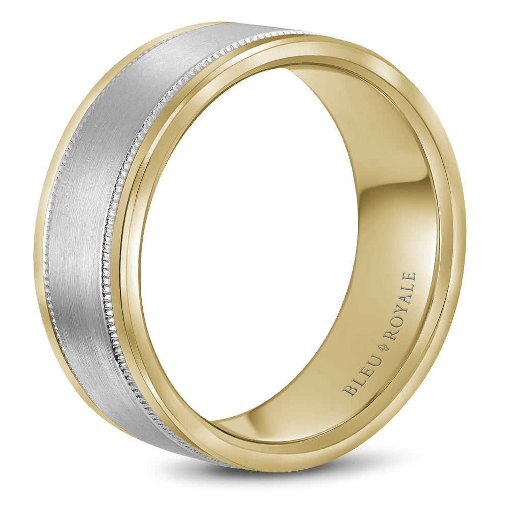 Bleu Royale Legacy Wedding Band 8.50mm White and Yellow 18k Gold