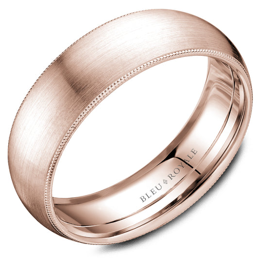 Bleu Royale Legacy Wedding Band 6.50mm Rose 14k Gold