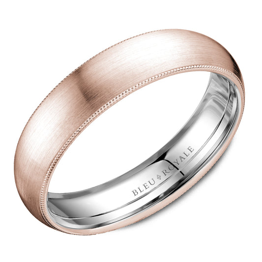 Bleu Royale Legacy Wedding Band 5.50mm Rose and White 18k Gold
