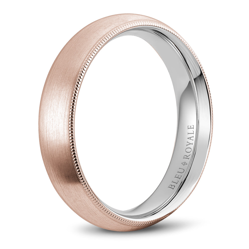 Bleu Royale Legacy Wedding Band 5.50mm Rose and White 14k Gold