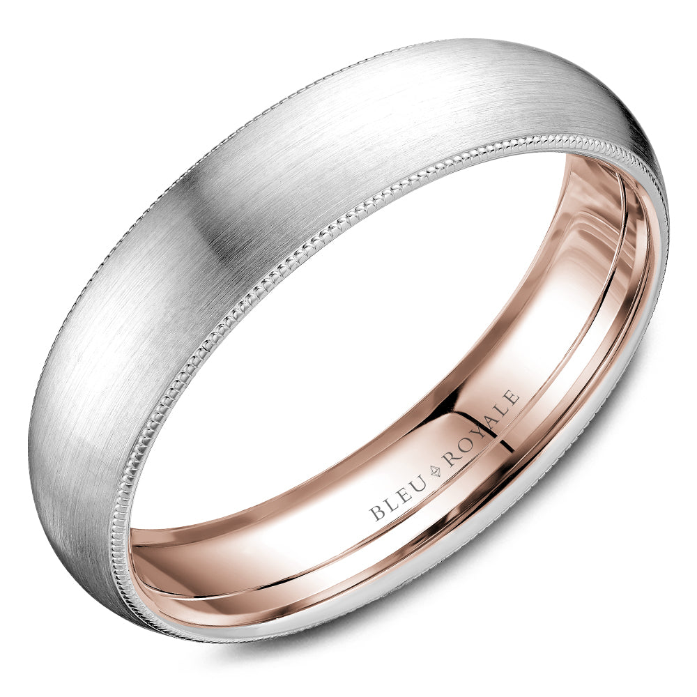 Bleu Royale Legacy Wedding Band 5.50mm White and Yellow 14k Gold