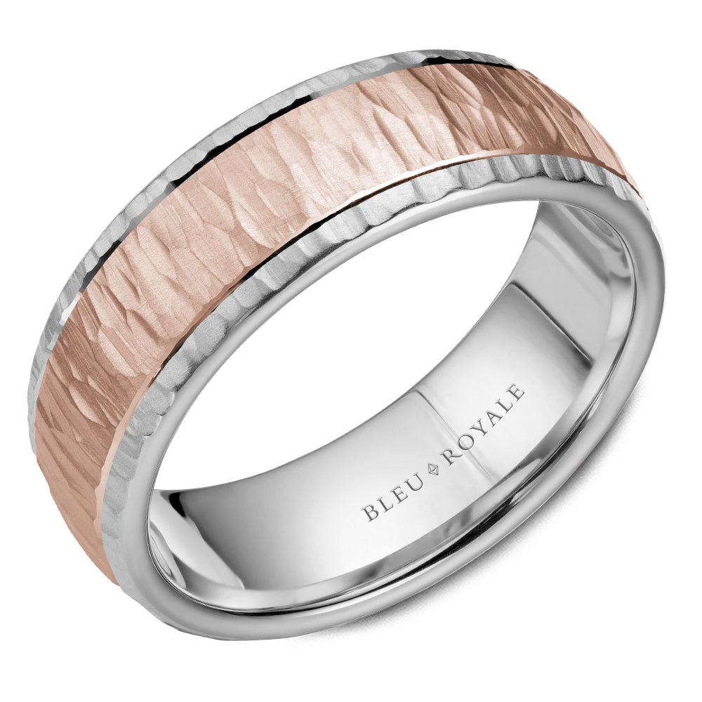 Bleu Royale Legacy Wedding Band 7.50mm Rose and White 18k Gold