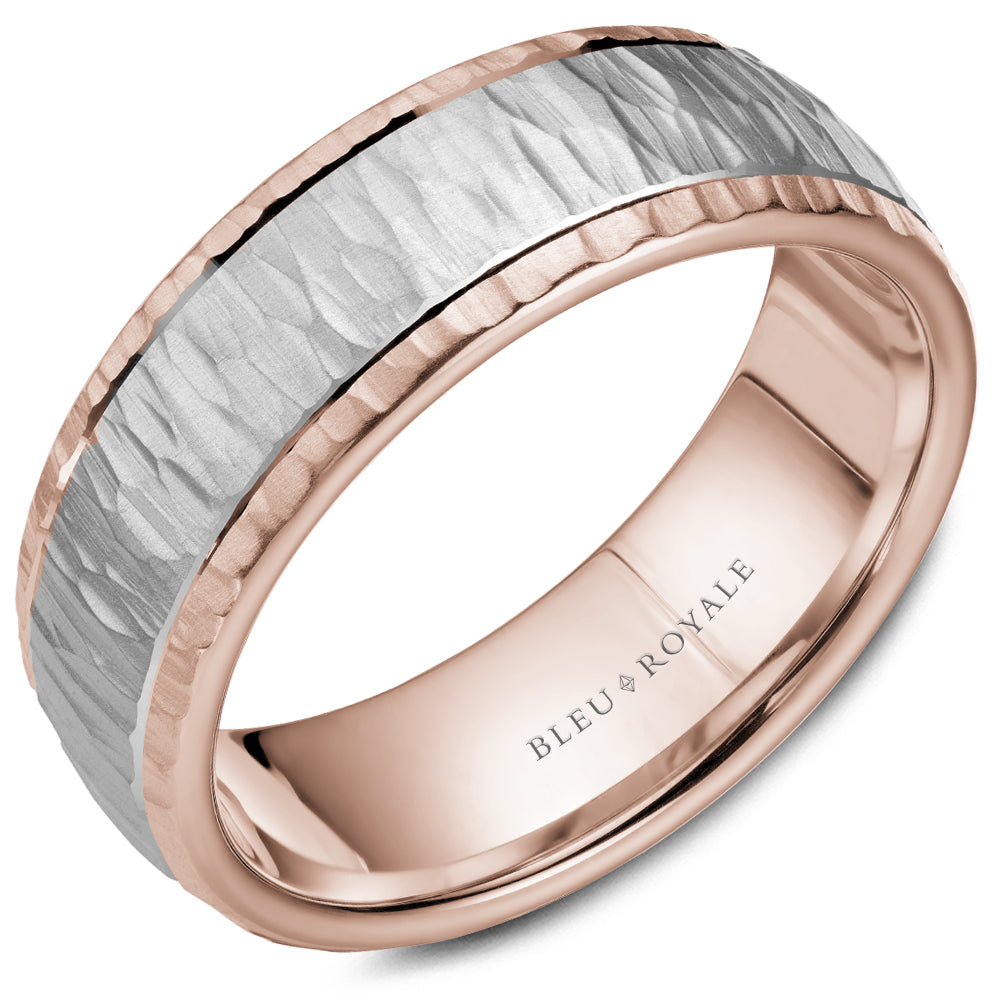 Bleu Royale Legacy Wedding Band 7.50mm White and Rose 14k Gold