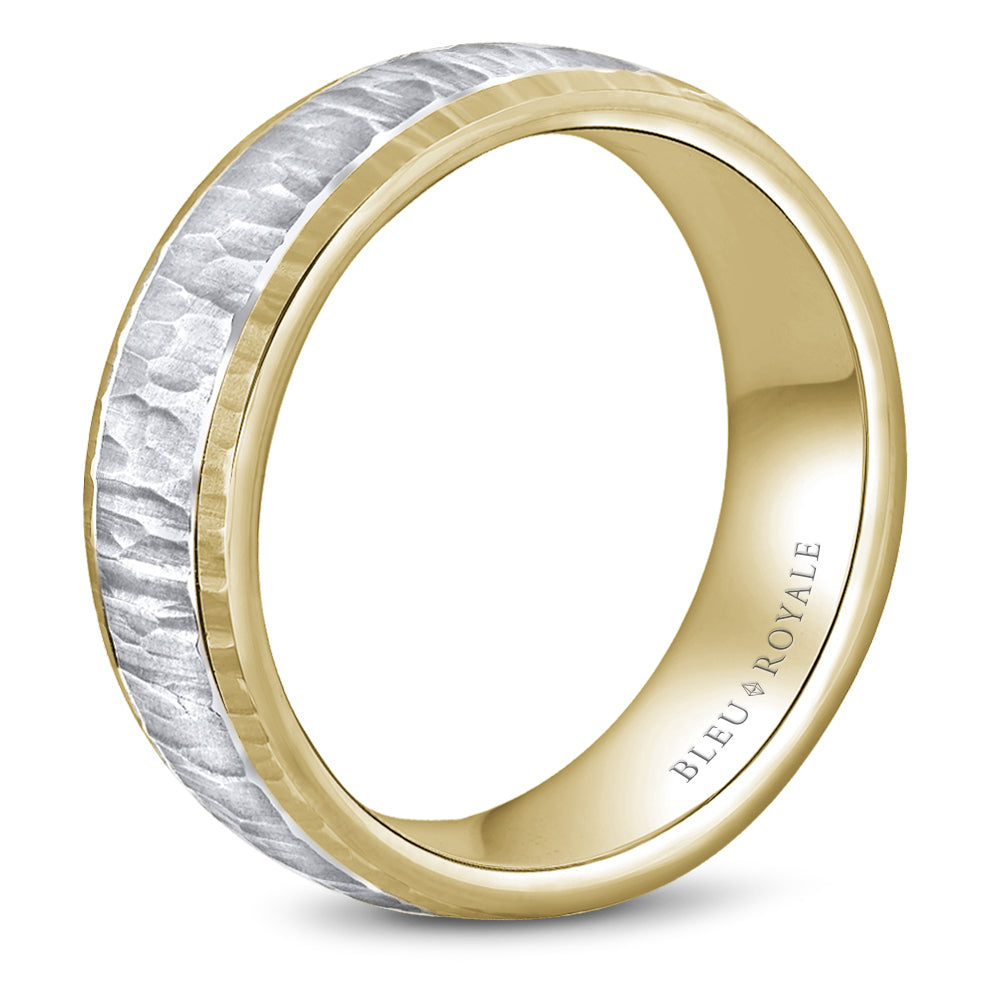Bleu Royale Legacy Wedding Band 7.50mm White and Yellow 14k Gold
