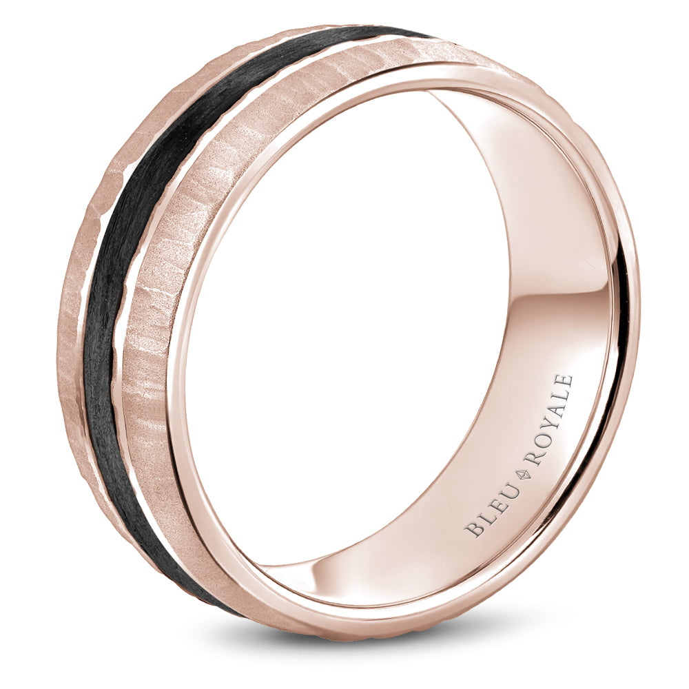 Bleu Royale Distinct Wedding Band 8.00mm 14k & Forged Carbon Fiber