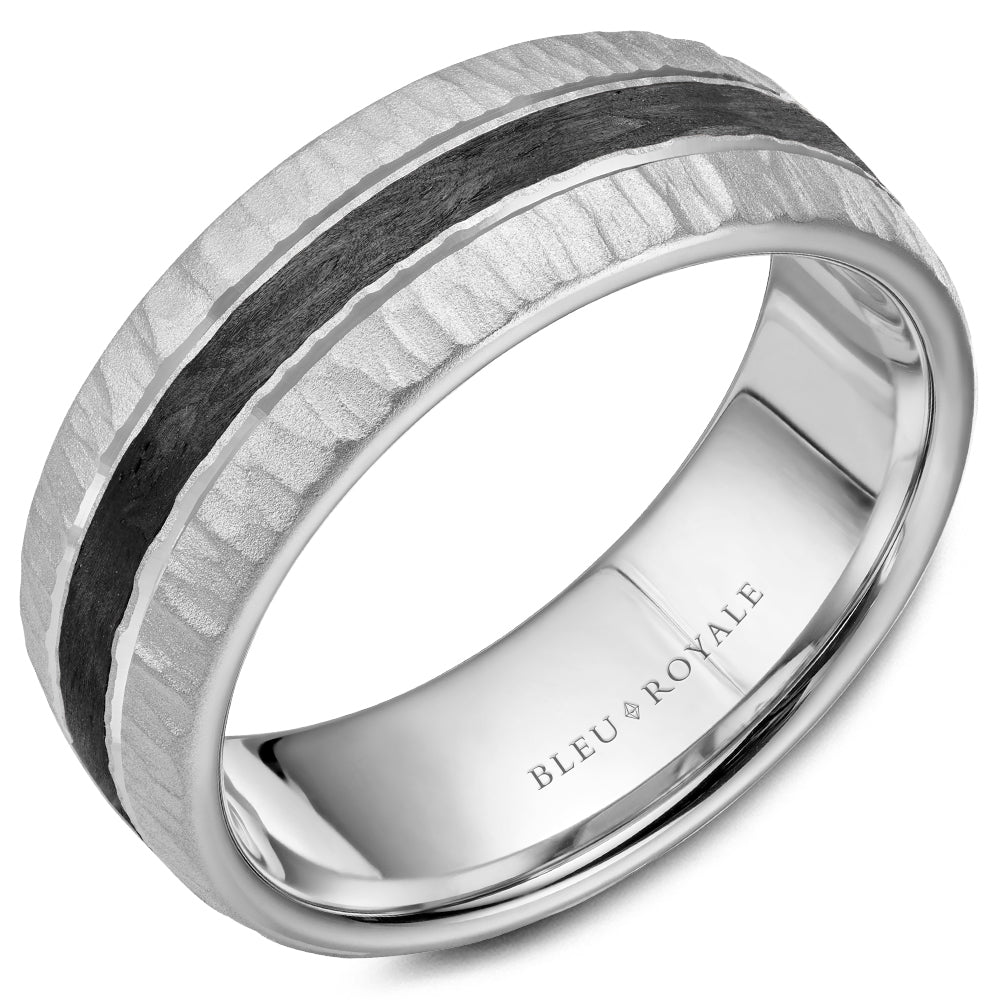 Bleu Royale Distinct Wedding Band 8.00mm 14k & Forged Carbon Fiber