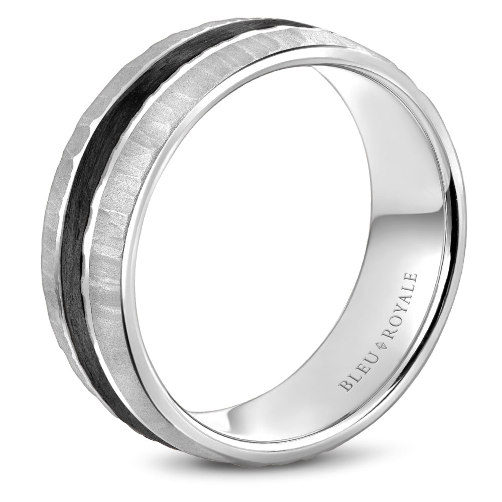 Bleu Royale Distinct Wedding Band 8.00mm 14k & Forged Carbon Fiber